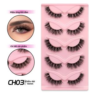 Bộ Mi Giả Veltrinay Kiểu Mắt Mèo Tự Nhiên Dài Cánh Rộng Chất Liệu Lông Chồn Giả Kiểu Manga Làm Thủ Công Tự Làm Trang Điểm Gồm 5 Đôi