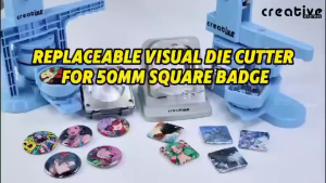 Visual Badge Cutter 58mm Circle & Square | DIY Pin Button Maker Tool | Replaceable Blade Grey