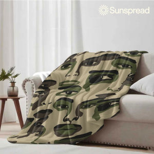 Beast Kingdom | Abstract Face Camo Soft Warm Flannel Blanket Lightweight Cozy Christmas Halloween Home Decor Room