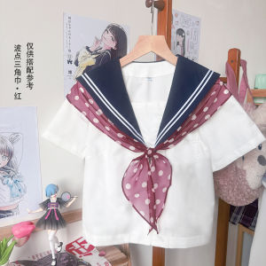 Translucent Handmade Polka Dot Triangle Scarf with Butterfly Knot Tomorrows Classmate Japanese Sailor Suit Necktie One Piece