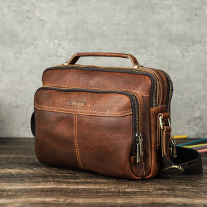 Hiram Men's Travel Mens Handbag: A High-Quality Genuine Leather Crossbody Messenger Bag