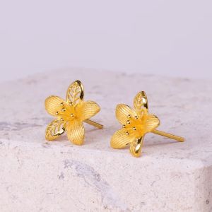 CHOW SANG SANG 999.9 24K Solid Gold Chinese Wedding Blossom Stud Earrings for Women 94446E Price-by-Weight 4.11g Gold