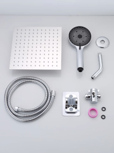 Baokemo 8" or 10" Square Rainfall Shower Head and 3-in-1 Handhled Shower Head Rainfall Showerhead with 3-way diverter