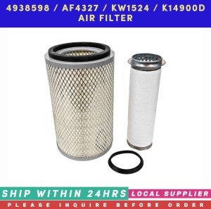 4938598/ AF4327 / KW1524 / K14900D AIR FILTER [LOCAL STOCK. READY TO SHIP WITHIN 24HRS.] FOR CUMMINS COMPATIBLE BALDWIN PA2202 BOSCH 73389 73391 DENSO 143-2106 14300-3790 GENERAL MOTORS 94137339 ISUZU 8-94137-339-0 8-97065-667-0 WIX 42347