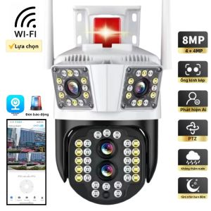 Camera Wifi PTZ Ngoài Trời 4K 8MP HD Camera Kép Giám Sát CCTV IP V380 PRO Với Chức Năng Tự Động Theo Dõi 4MP Bảo Vệ An Ninh