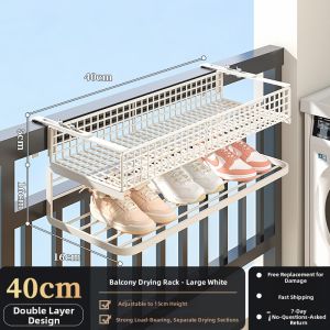 Adjustable Multi-functional Drying Rack With Hanging Basket Feature