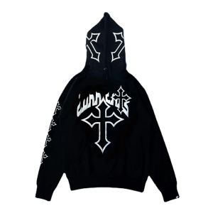 เสื้อฮู้ดฮิปฮอปแบบหลวมๆ สไตล์สตรีทแฟชั่น ปกเป็นครสมือ ปักลายครรภ์ ลำลอง สวมใส่สบาย แขนยาว ปกติ