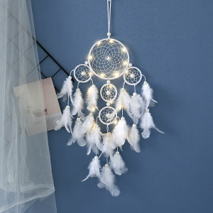 European Style Dreamcatcher - Five Ring Feather Pendant with Wind Chimes Fashion Decor Gift