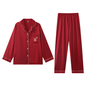 Bộ đồ ngủ cặp đôi MiiOW Cat Person làm bằng vải lụa băng dài tay quần dài thoải mái