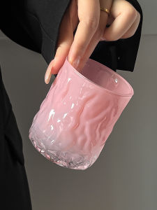 Limited Edition Japanese Style Pink Cherry Blossom Crystal Glass Whiskey Cup Hammered Pattern High Aesthetic Value Womens Cup