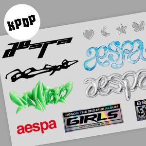 Waterproof Transfer Stickers Aespa Kpop Travel Laptop Electric Vehicle Helmet Notebook Luggage Stickers DIY Cartoon Style