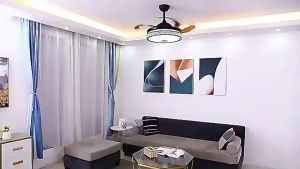 Modern Luxury Ceiling Fan With Light Remote Control Tri-Color Lighting 42 Inch 6 Speed Wind Speed Hanging Invisible Ceiling Fan Light