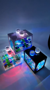 Lego Mini Fish Aquarium Acrylic Building Block Fish Tank Transparent Kotak Pembiakan Tangki Ikan Kecil