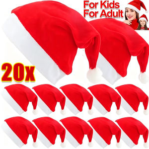 10/20pcs Christmas Cap Santa Hat / Non-woven Red Xmas Hats for Adults Kids / Santa Claus Xmas Caps / Home Christmas New Year Navidad Decorations