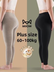MiiOW Plus Size Long Johns Womens High Waist Fattening plus Big Fat mm 100.00kg Bottoming Velvet Warm-Keeping Pants Wear Cashmere Pants