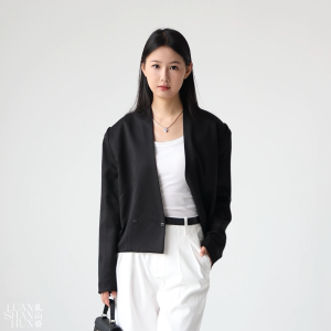 New Chinese Style Original Short Pad Shoulder Dark Button Casual Jacket Coat Spring Autumn Black Fashion Urban Youth Outerwear