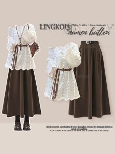 NUMEN BUTTON | Elegant Retro Hollow Out Non-identical Stylish Slimming Womens Spring Large Size Outfit