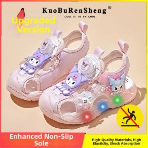 KUOBURENSHENG | Non-slip Anti-kick LED Lighting Girls Sandals Soft Sole