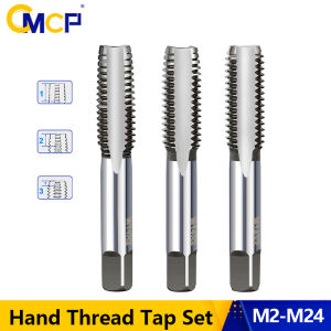 CMCP 3Pcs HSS Thread Tap Set M2-M24 Metric Plug Tap Right Hand Machine Screw Taps Drill Bits Hand Tool For Metalworking