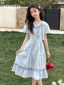 Lightweight Summer Dress with Peter Pan Collar Cotton Mid Length