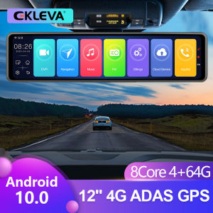 Ekleva Android 13 4 + 64G 12 "Gương DVR cho xe hơi ống kính kép FHD 1080P Với Wifi Navigation Và Adas Đặc Biệt Gắn Kết 4G hộp đen của xe