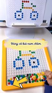Bảng vẽ xếp hình nam châm kèm 20 tranh và bút - đồ chơi giáo dục bảng vẽ bút bi nam châm từ tính cho bé