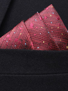 LIESHANG | British Style Business Color-Woven Floral Starry Red-Striped Pocket Square