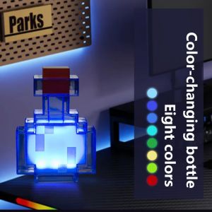 MC Game Medicine Bottle LED Night Light Table Lamps Game Creative Toy Lamp Rechargeable Bedroom Bedside for Kids Bedside Lamp