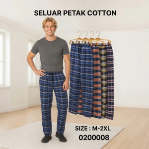 Mens Plaid Cotton Lounge Pants | Long Sleep Pants | Elastic Waist Casual Home Wear | M-2XL