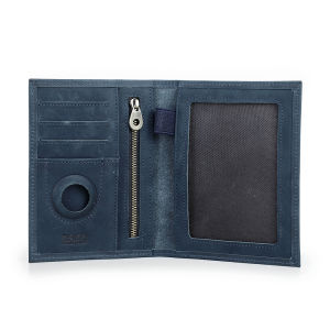 Genuine Cow Leather Passport Holder Travel Wallet with Airtag Case Anti-lost Pocket Pen Card Holder RFID Blocking Passport Cover