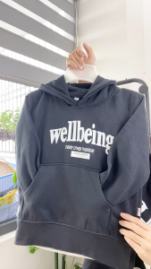 Áo khoác Hoodie Bé Trai Form Rộng Nỉ lót bông chữ Wellbeing cho trẻ em từ 13 đến 50kg - Con Xinh