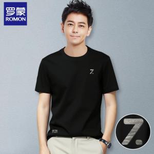 Romon Ice Sensation Modal Cotton Short Sleeve T-Shirt Breathable Casual Sporty Style Modern round Neck Geometric Print T-Shirt