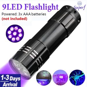 【From Manila】9 LED UV Flashlight LED Ultraviolet Torch Zoomable Mini Ultra Violet Lights Inspection Lamp Pet Urine Stain Detector Tools