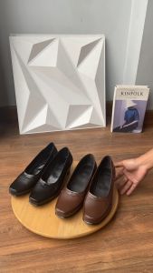 Sepatu Pantofel Wanita Formal Kerja Kantor Kulit V013 (Hitam)