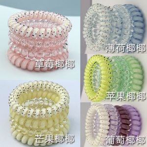 Pink Hair Ties Girls Bun Colorful Seamless Phone Line Hair Bands High Elasticity Ponytail Holder Korean Style Sweet Girl