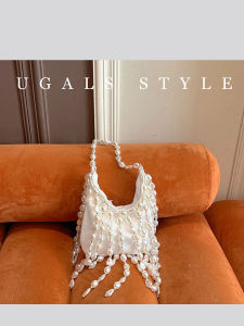 UGALS | Túi Xách Đan Viên Ngọc Trai Bất Quy tắc Phong Cách Cổ Điển Trung Quốc