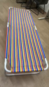 【Daily Suki Store】Heavy Duty Folding Bed - Stretchable Nylon Stripes Design | Indoor/Outdoor Portable Foldable Bed with Powder Coated Finish (Round Tube Frame)