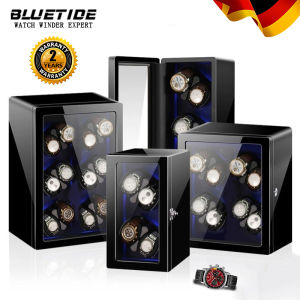 BLUETIDE Watch Winder Box Automatic for 2/4/6/8/12 Slot Watches Boxes with lock LED Lights Fit Lady Watch display storage box