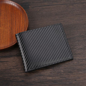 Carbon Fiber Pattern Mens Short Wallet Large Capacity Money Clip Minimalist Slim Bifold Multi Card Holder Purses With ID Window