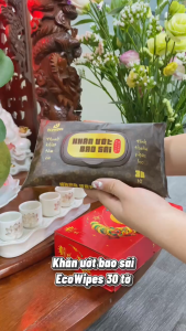 Combo 05 gói khăn ướt bao sái lau bàn thờ EcoWipes 30 tờ/gói Hương Trầm
