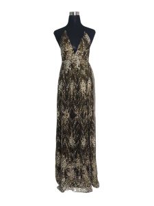 Preloved Women Sequined Evening Gown Deep V Neck