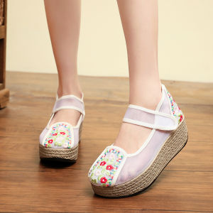 Net New Embroidered Shoes Ethnic Style Thick-soled Womens Shoes Dance Shoes Embroidered Beijing Cloth Shoes