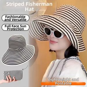 Stripe Sun-proof Foldable Bucket Hat