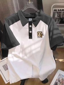 Loose Fit Short Sleeve Polo Shirt Mens Summer New Style Casual Contrast Color Collar T-Shirt Trendy Body Shirt Top for Teens