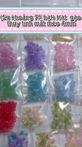 (5g khoảng 75 hạt)Hạt gạo thủy tinh mắt mèo 4mm nhiều màu Nguyên liệu làm vòng tay Handmade