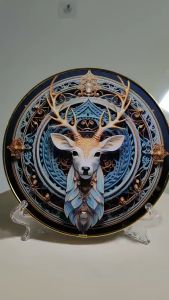 European style deer and peony painting 30cm decorative desktop foyer living room modern home decoration ornament