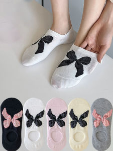 5 Pairs Socks Women Autumn Sweet Bow Thin Comfortable Shallow Mouth Low Cut Breathable Style Invisible Bow Ankle Slippers Socks