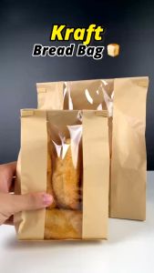 50pcs Brown Bread Bag with Tin Tie Self Sealing Toast Bread Pastry Packaging Bag