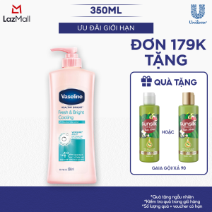 Sữa Dưỡng Thể Vaseline Dưỡng Ẩm Fresh & Bright 350ml 10x Niacinamide Da Sáng Khỏe Mịn Căng Tinh Chất Menthol Mát Lạnh