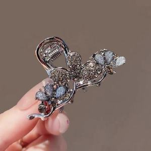 Phiên bản Hàn Quốc hoa kim cương giả tóc Lấy cao cấp của phụ nữ sau đầu nửa gắn kẹp giữ tóc ánh sáng thời trang sang trọng kẹp tóc